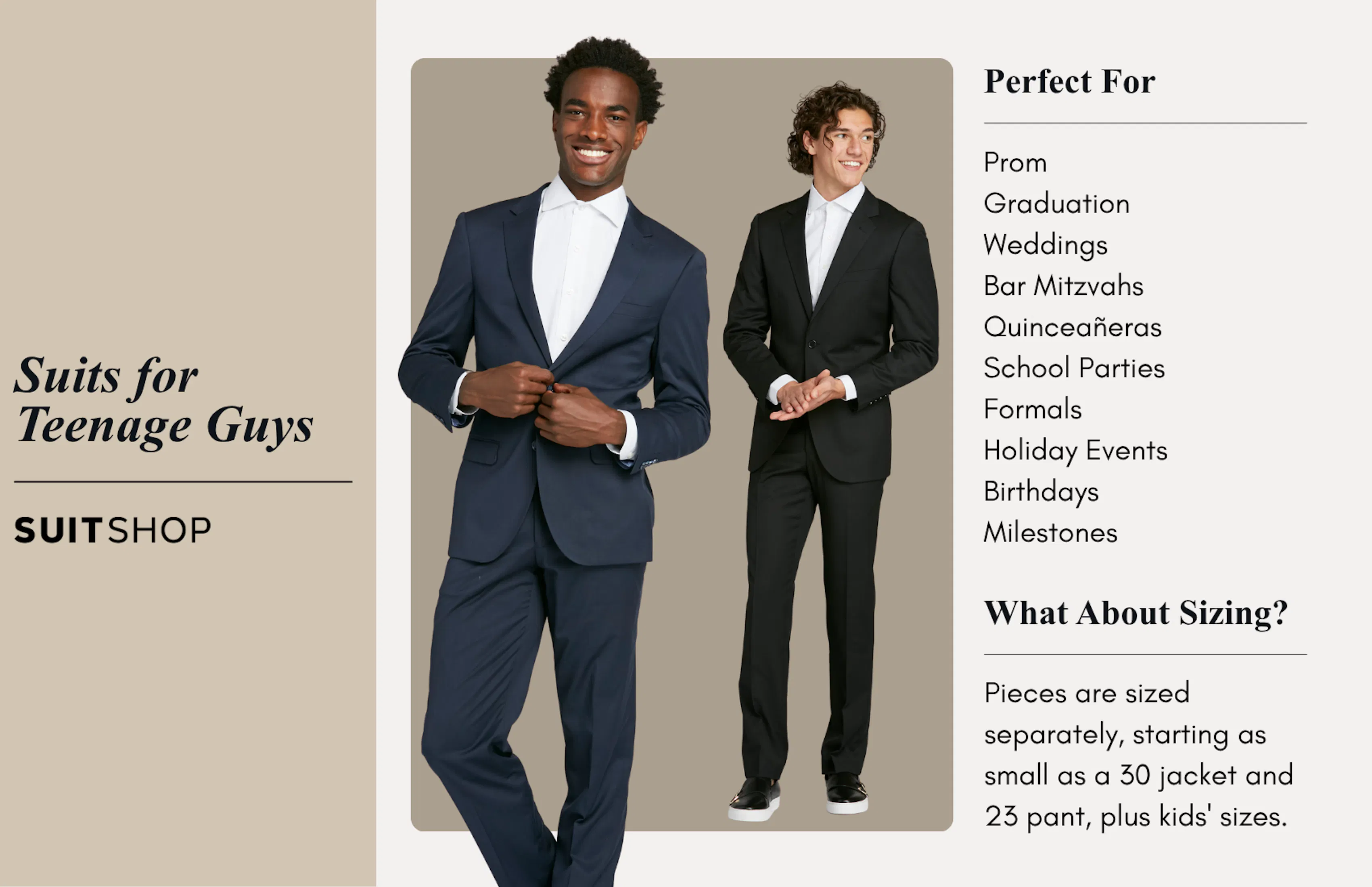 Infographic showing the benefits of buying suits for teenage guys.
