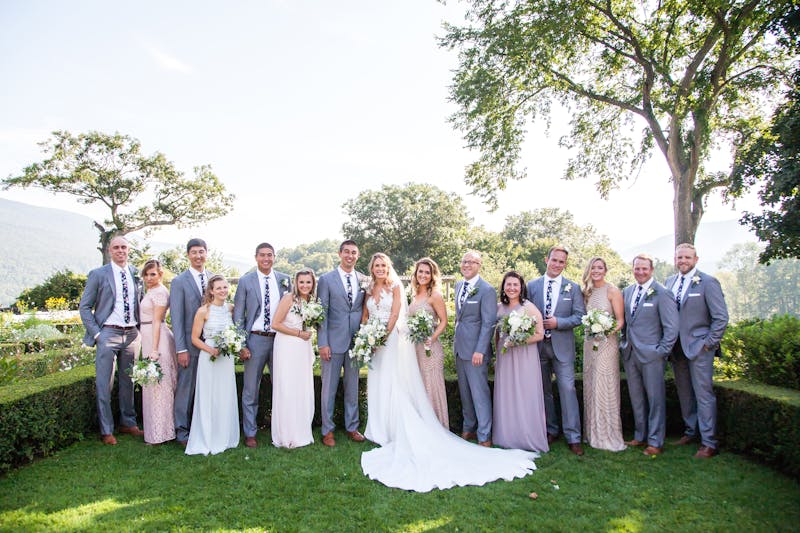 Groom in textured gray wedding suit for men