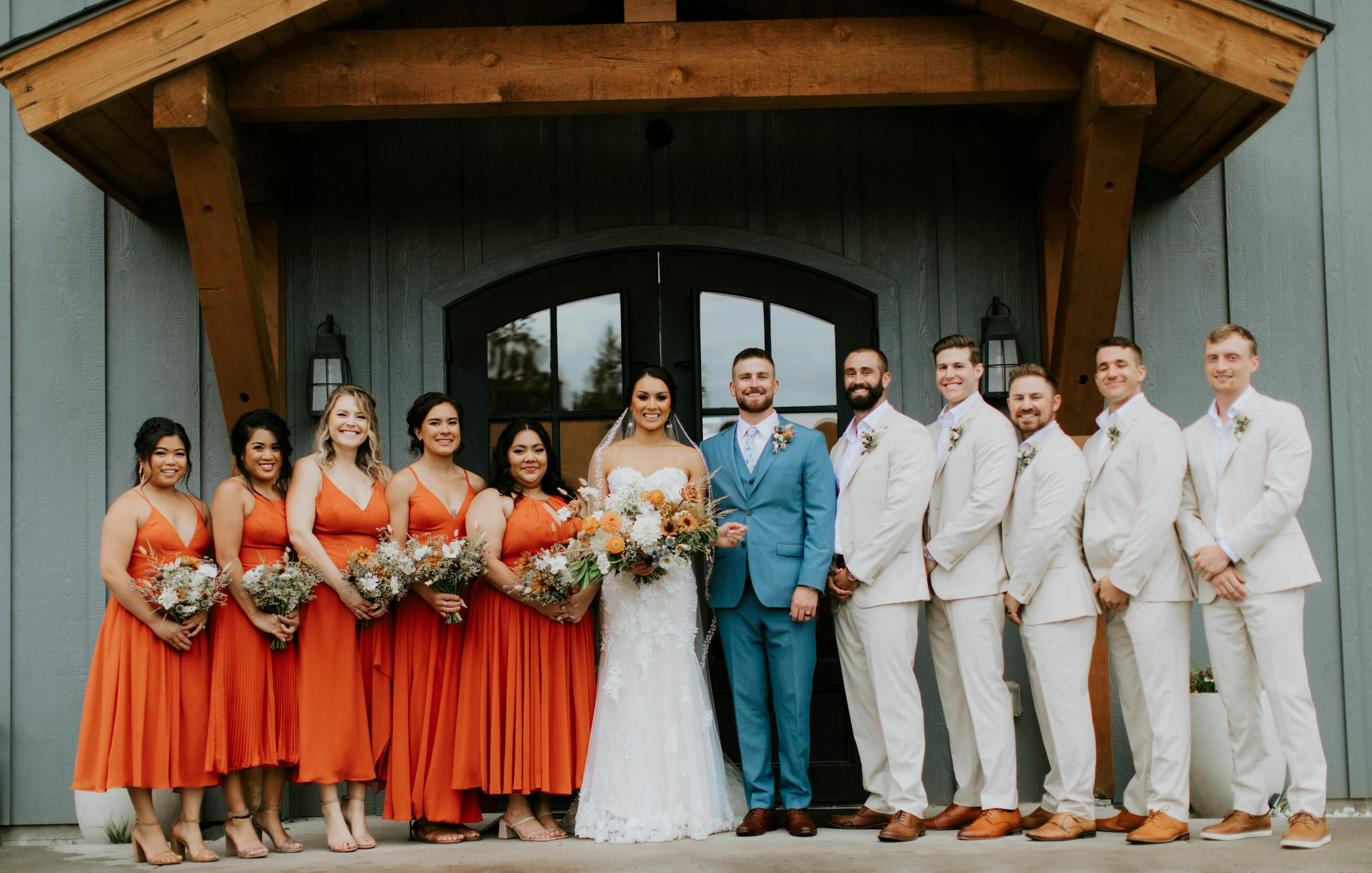 tan and orange wedding color palette