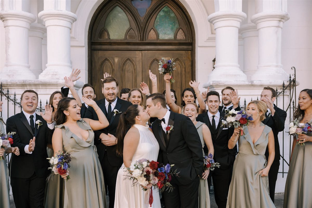 moody wedding party looks