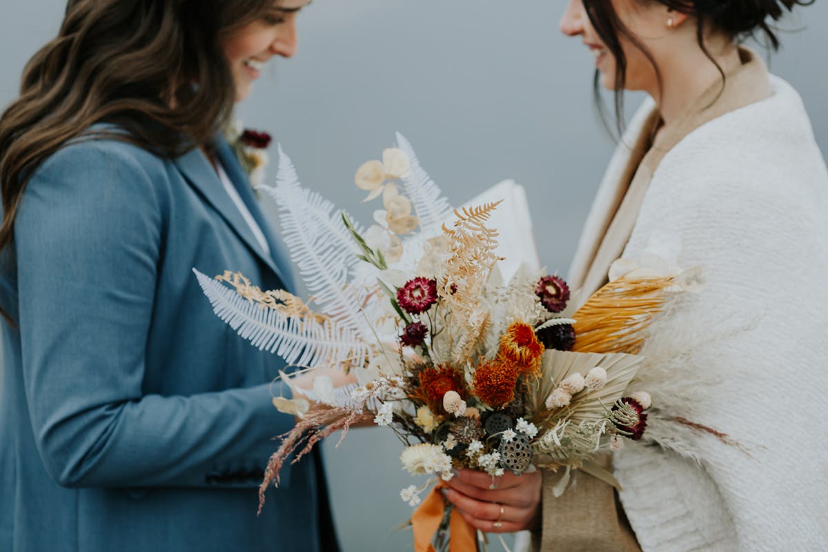 light blue suit real wedding colorado elopement