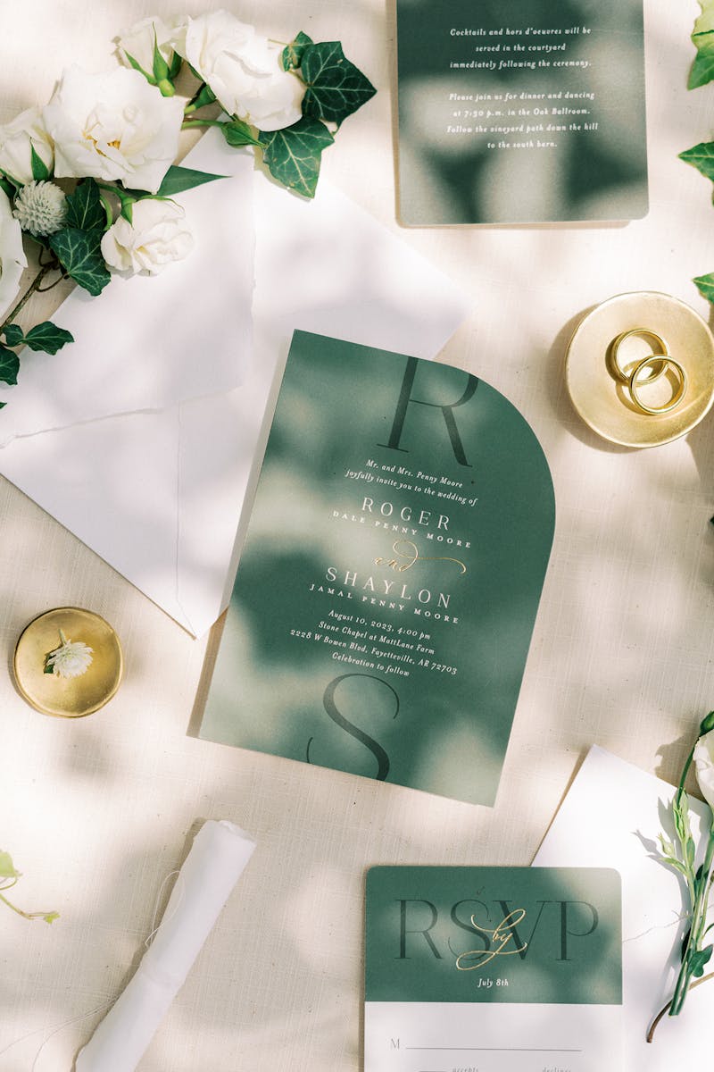 green and cream wedding color palette