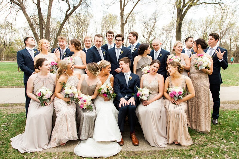 Groom in navy blue wedding suit for men