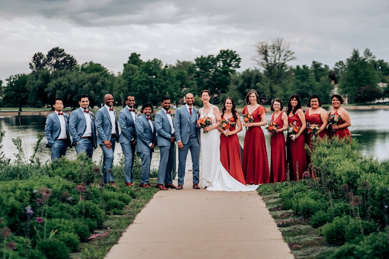 blue and red wedding party ideas