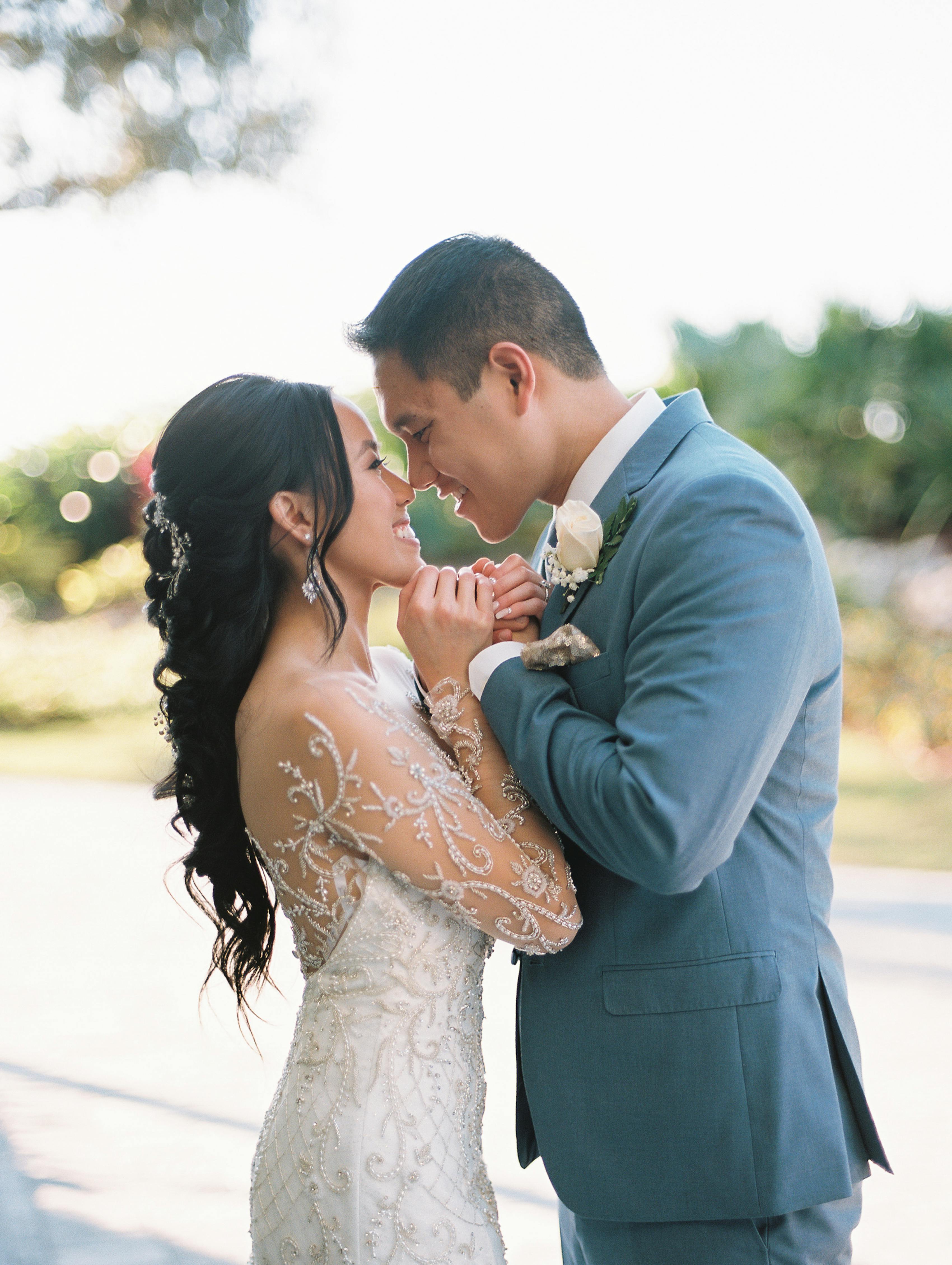 dusty blue beach wedding
