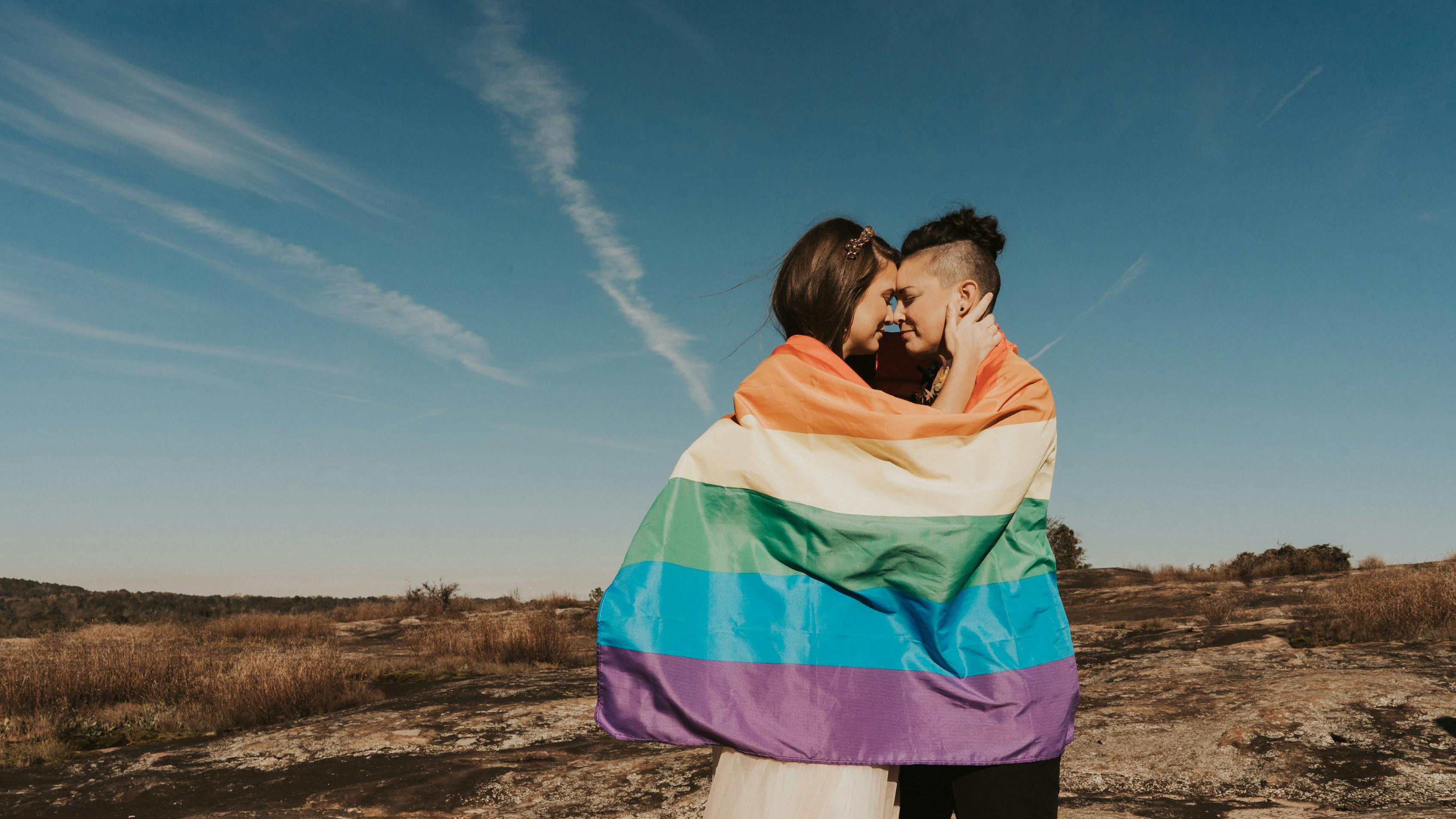 Pride flag elopement photoshoot