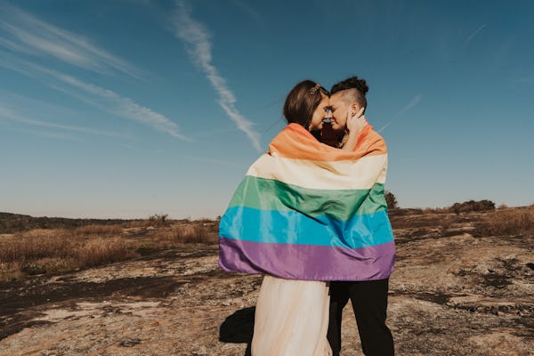 Pride flag elopement photoshoot