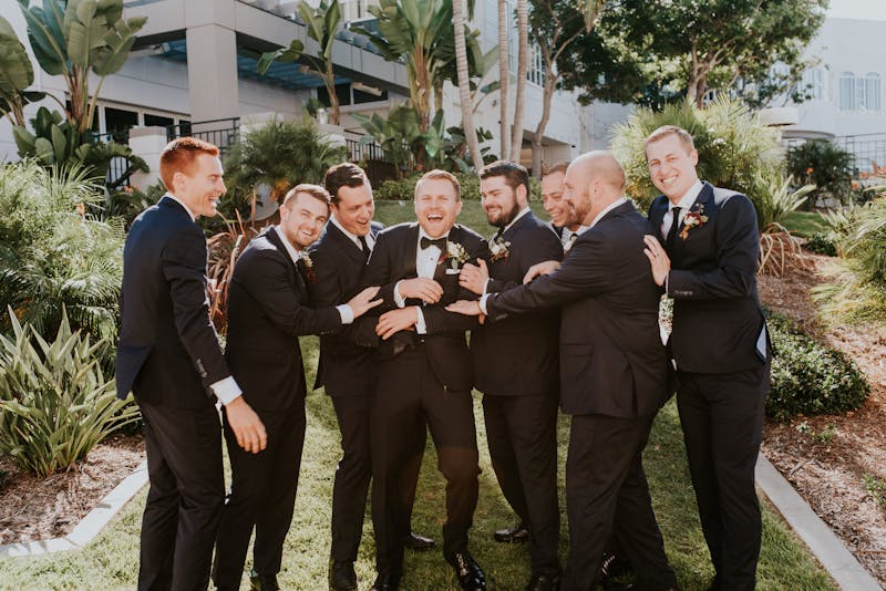 navy blue tuxedo wedding attire