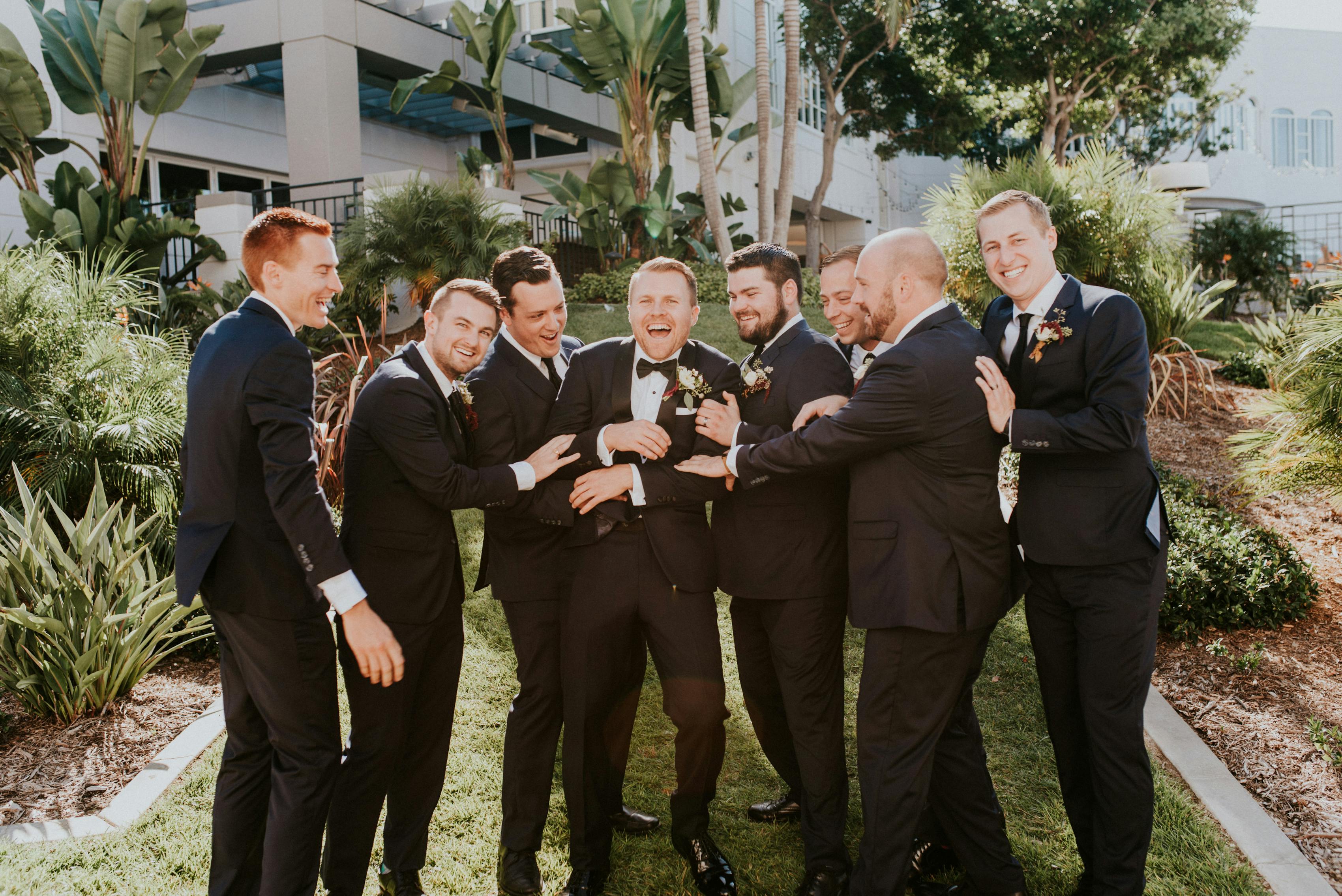 navy blue tuxedo wedding attire
