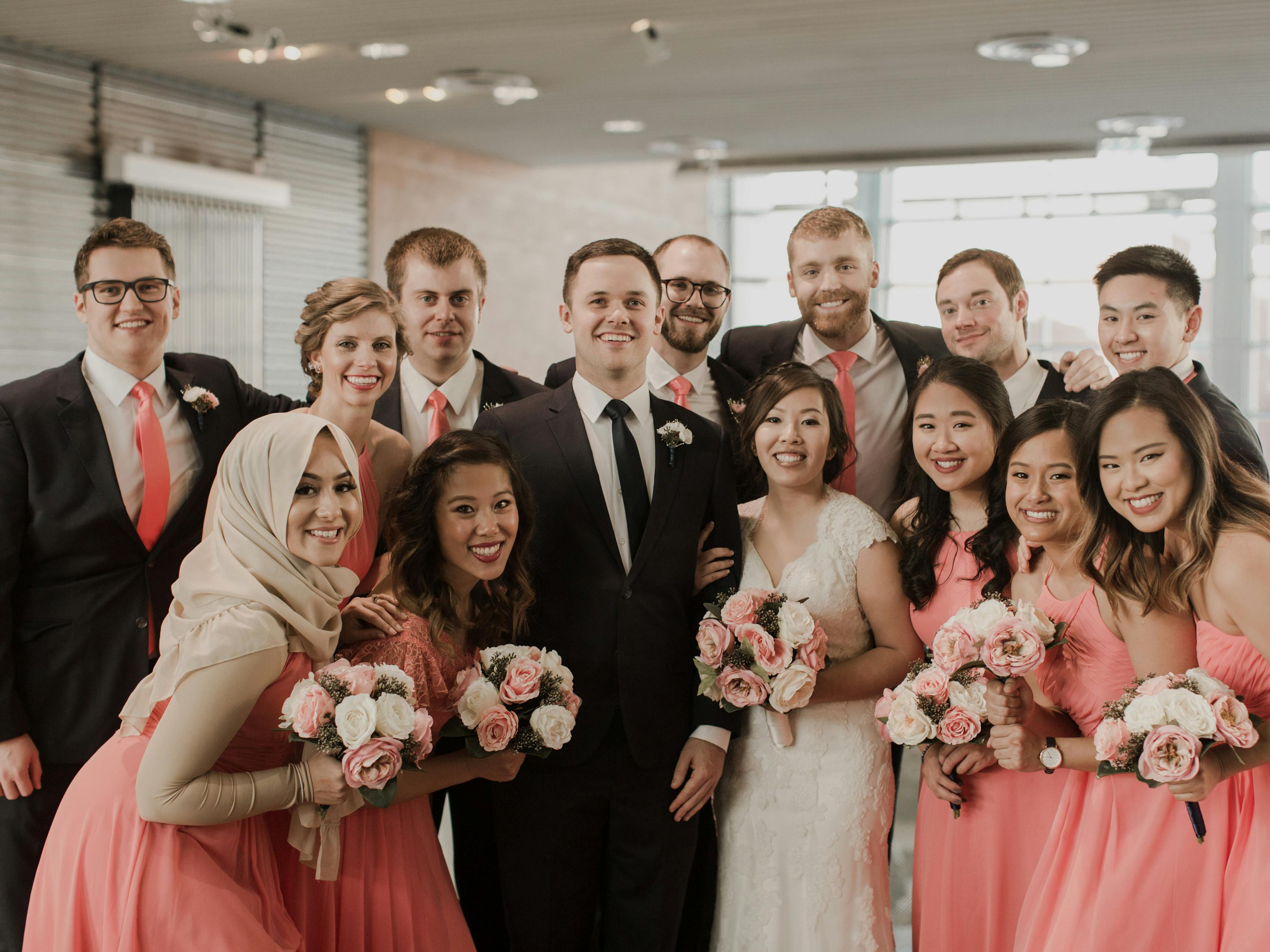 Groom and Groomsmen In Black Suits