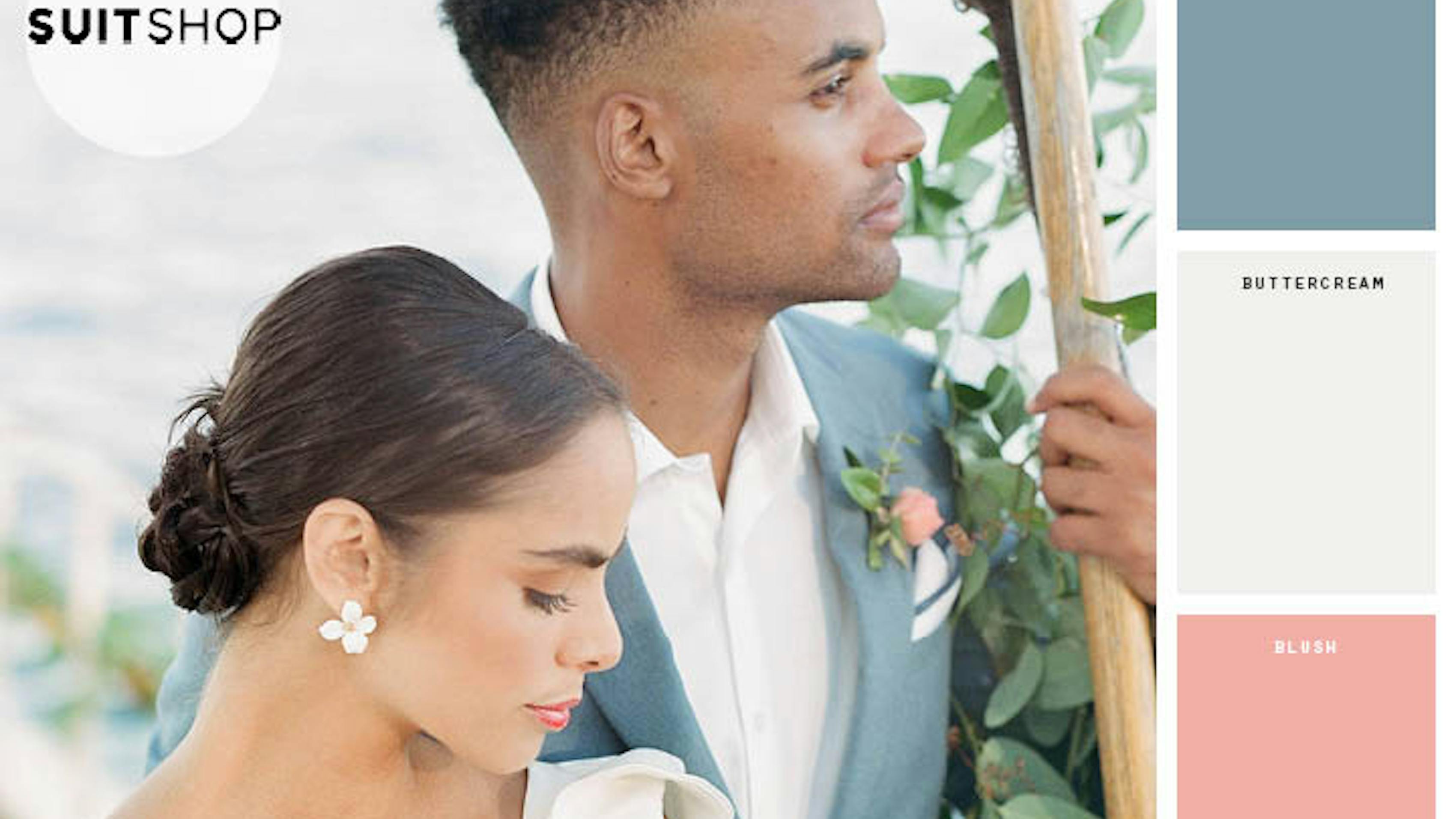 dusty blue and cranberry wedding color palette