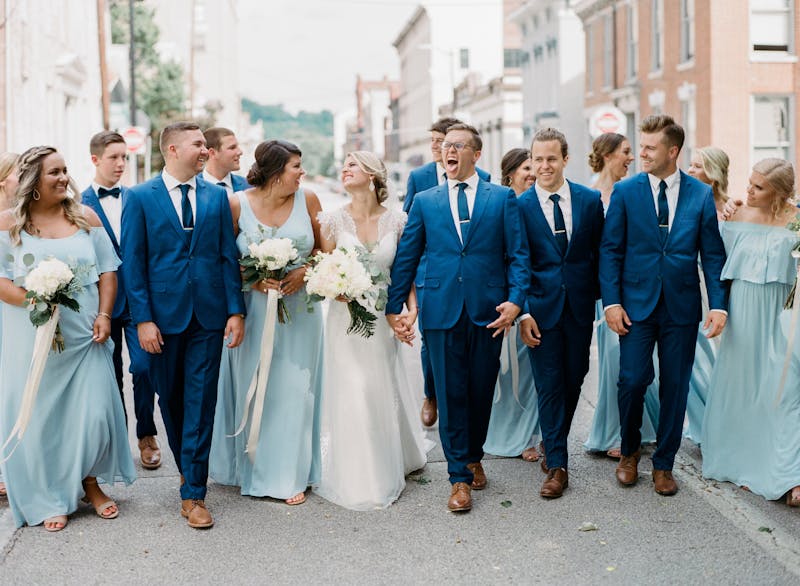 Groomsmen in navy blue suits