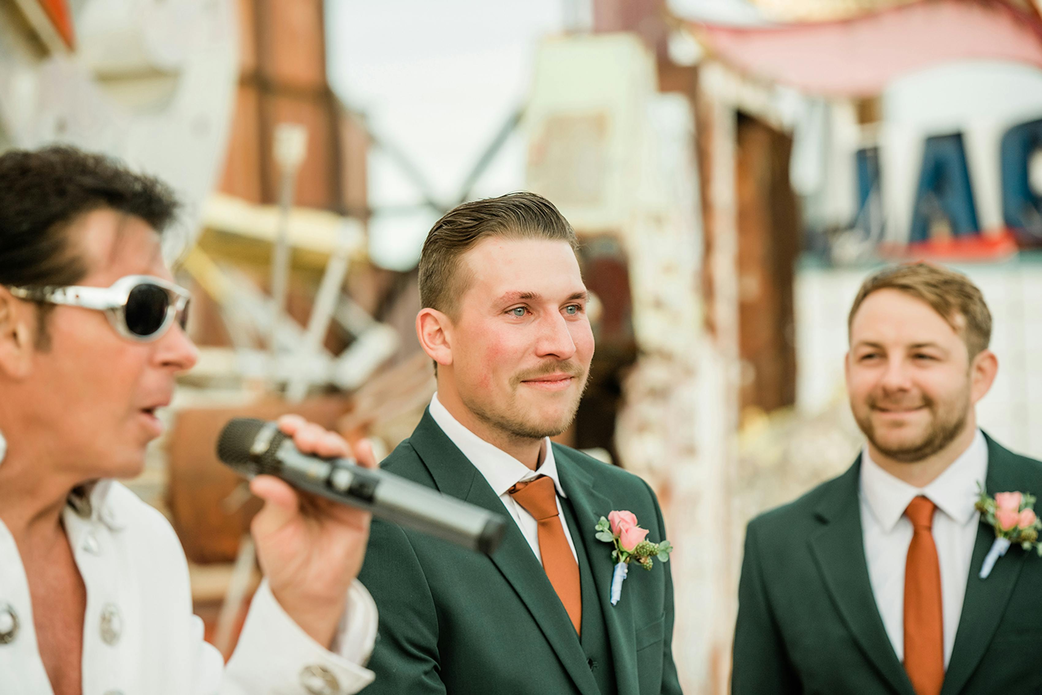 hunter green groomsmen suits