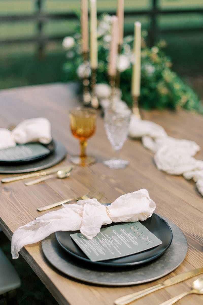 charcoal wedding table settings