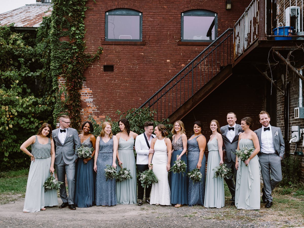 light gray bridesmaids dresses