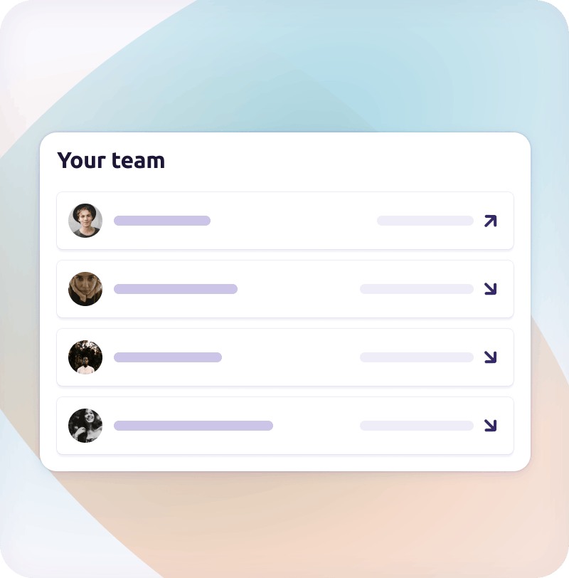 Team Overview UI interface