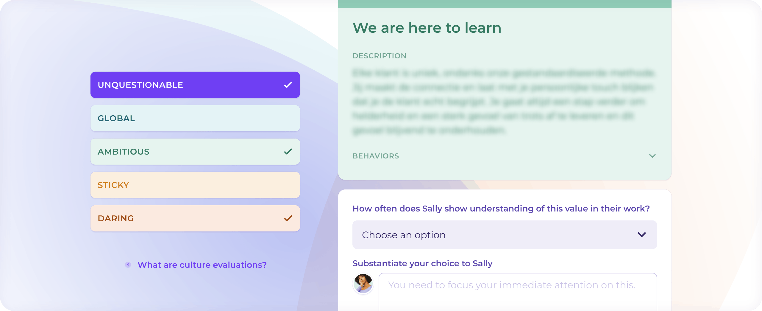 a UI of culture evaluation