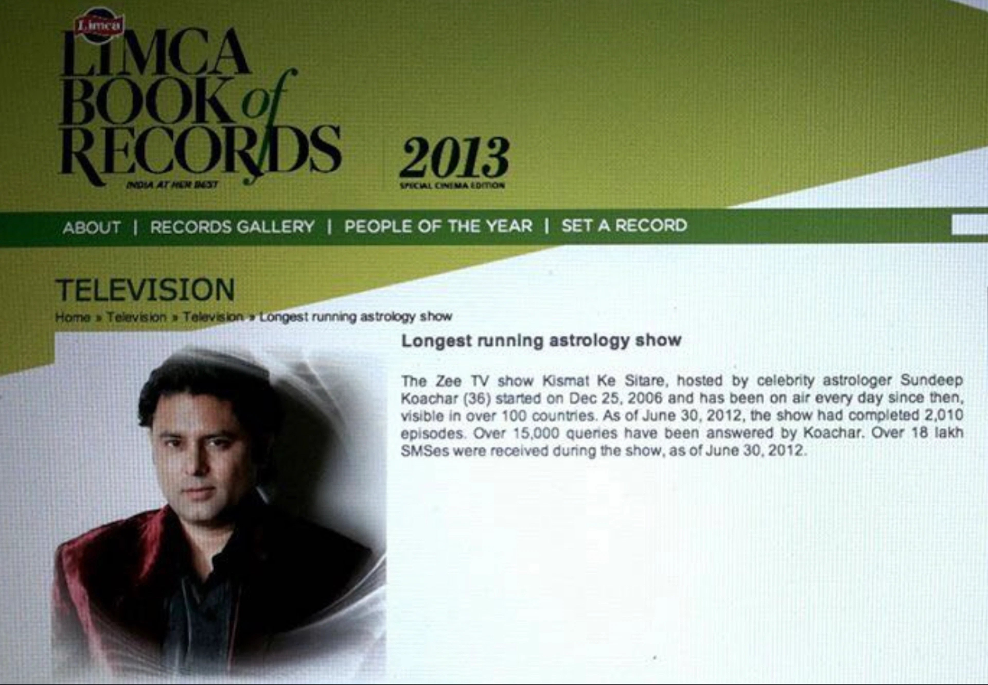 Astrologer Sundeep Kochar registered in the Limca Book of Record