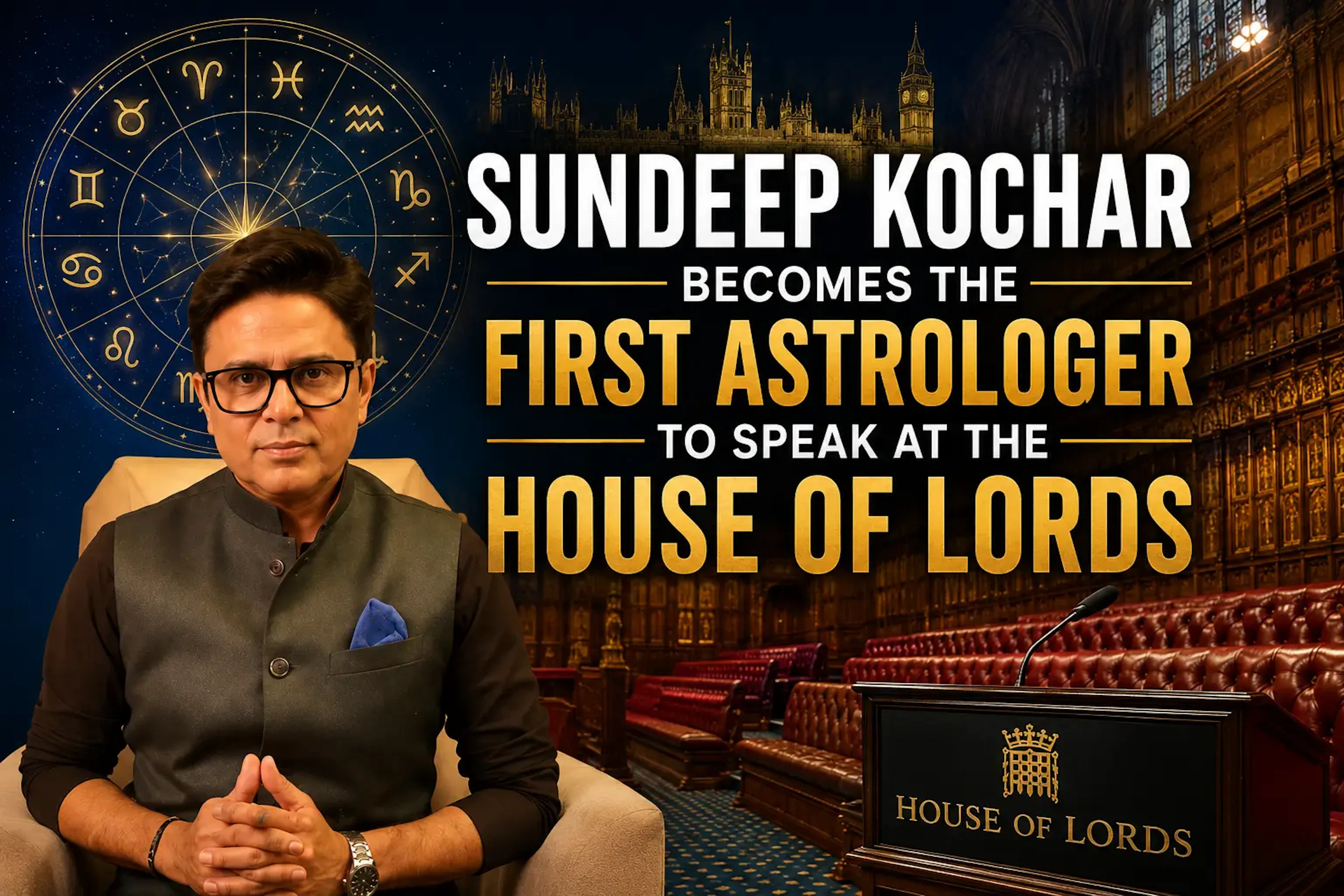 Sundeep Kochar, Indian astrologer for the UK, at the House of Lords London