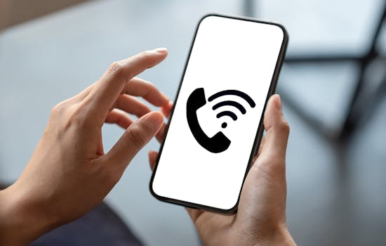 Mobile phone showing Wi-fi Calling symbol
