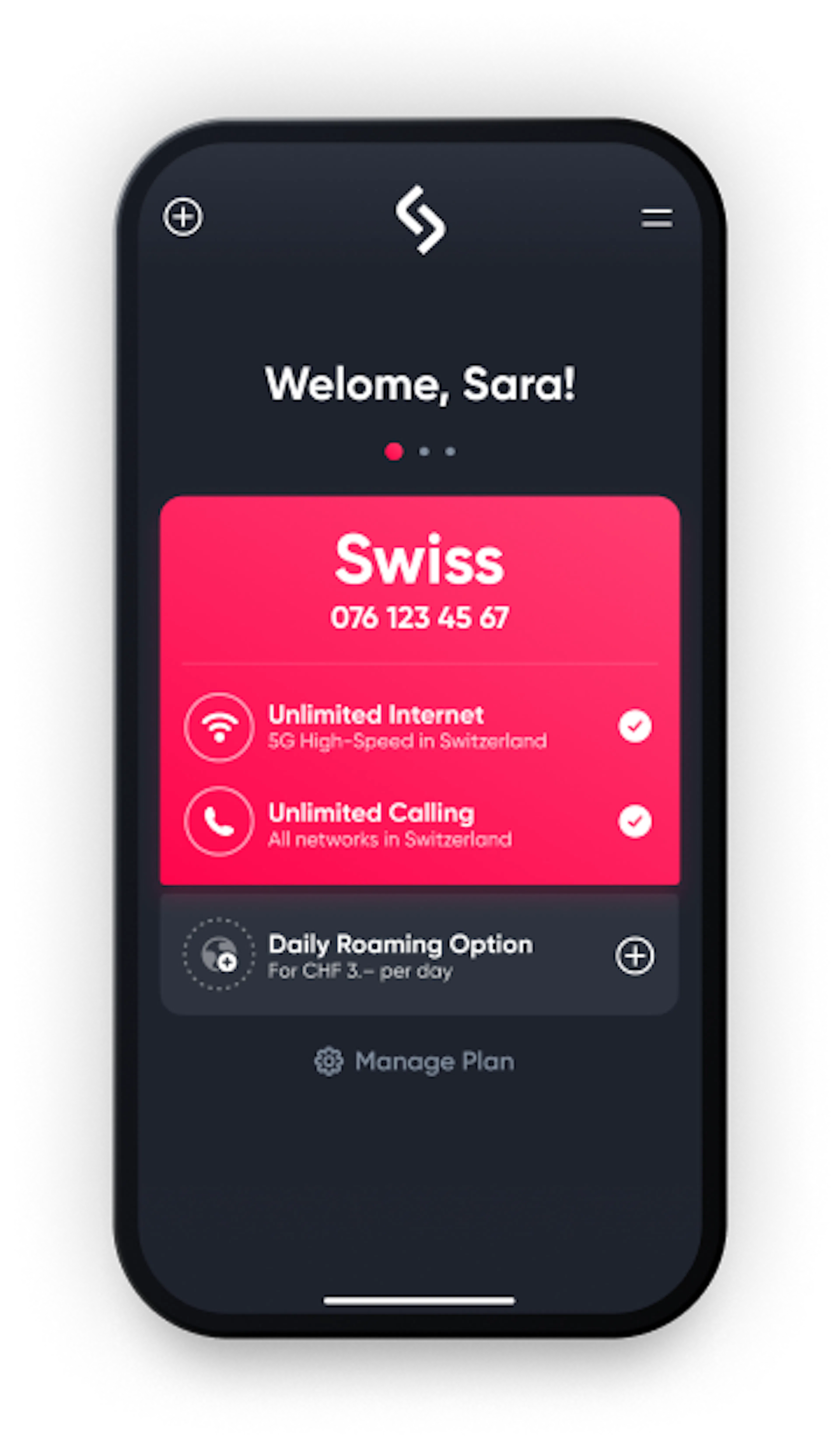 Schermo del telefono con app swype