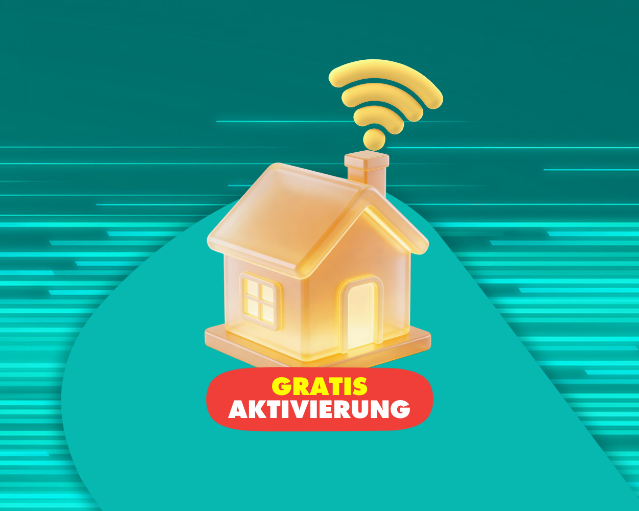 Illustration eines Hauses mit WLAN‑Symbol