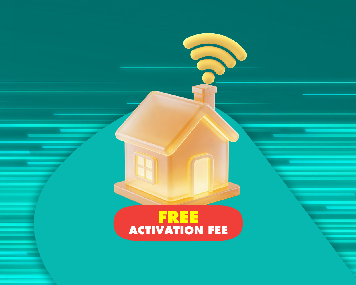 Illustration of a house with Wi-Fi symbol