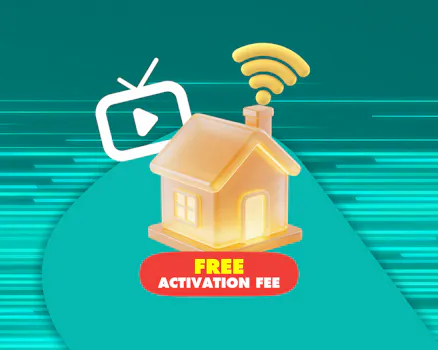 Illustration of a house with TV and Wi-Fi symbol