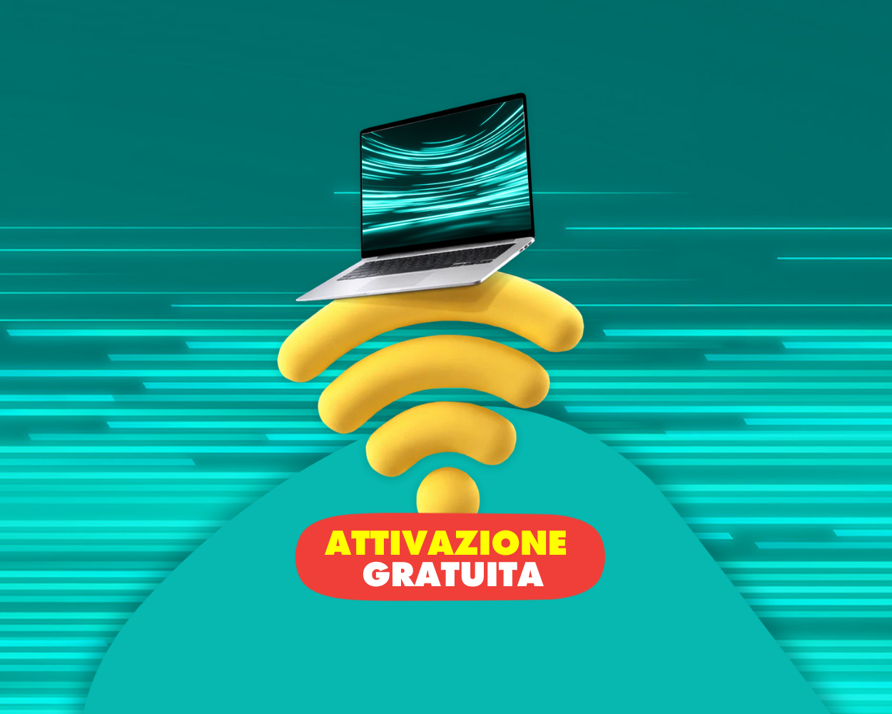 Illustrazione di un computer portatile con simbolo Wi‑Fi