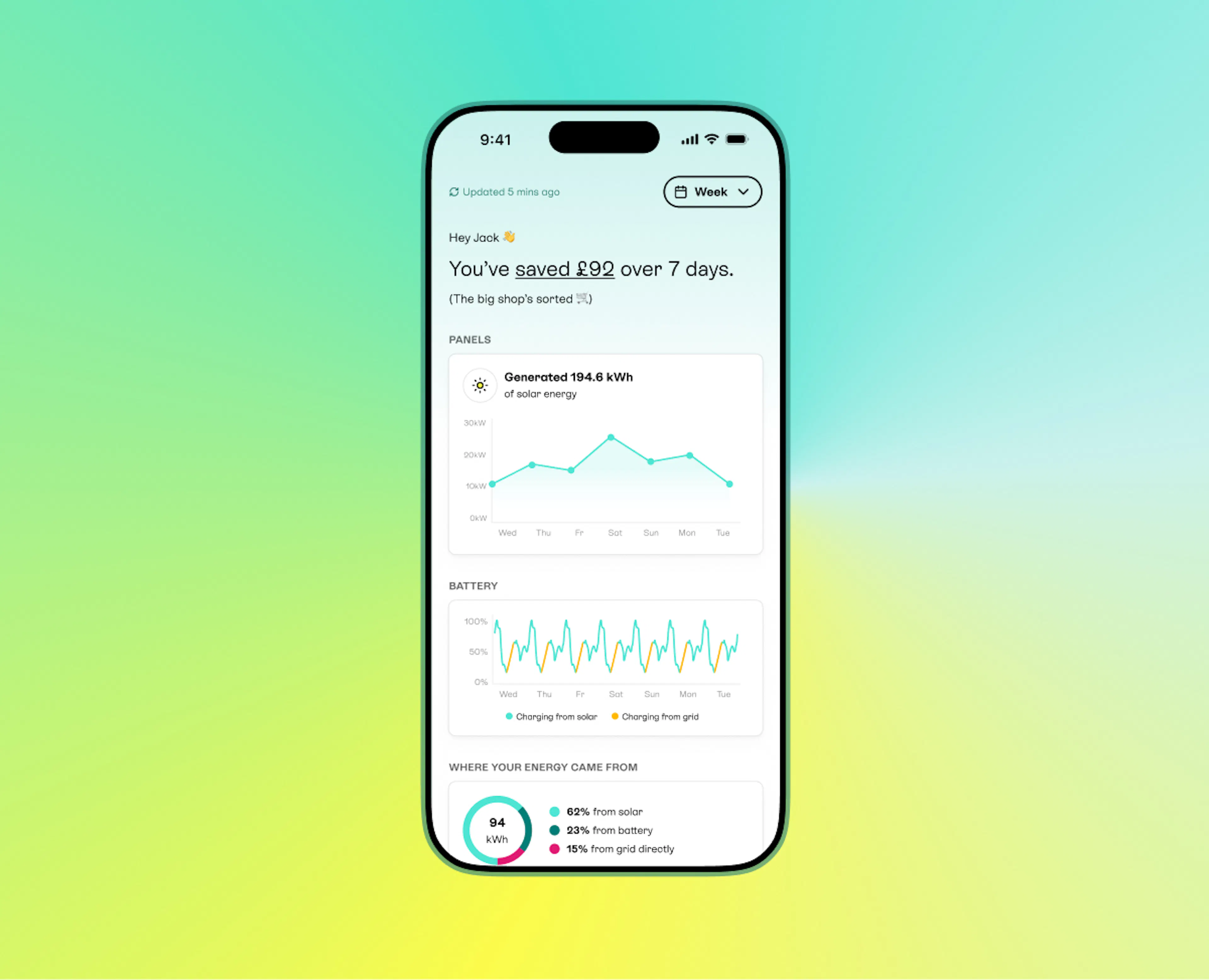 Image of Sunsave app in iphone device