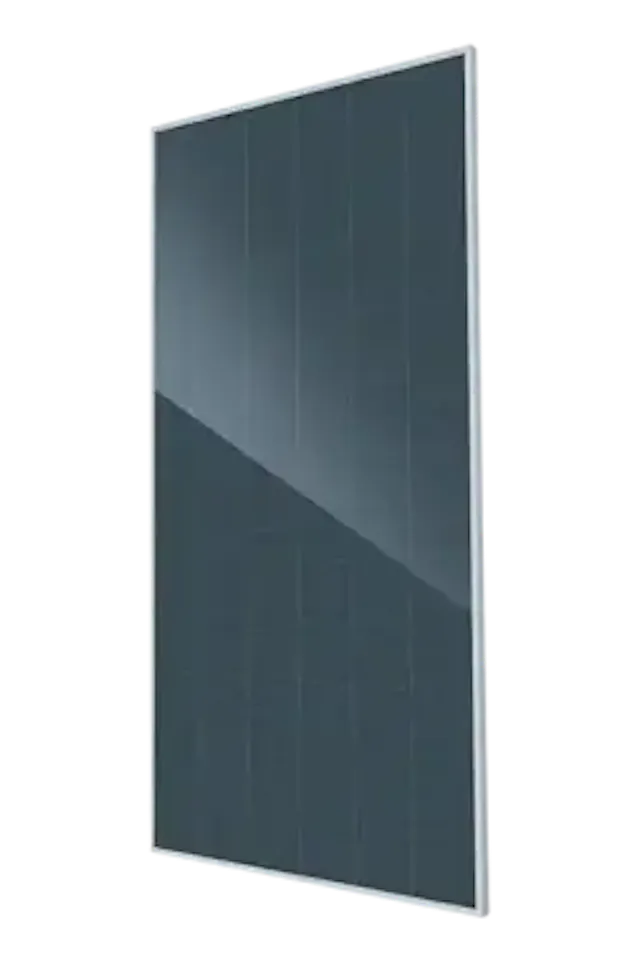 a black solar panel's front side against a white background