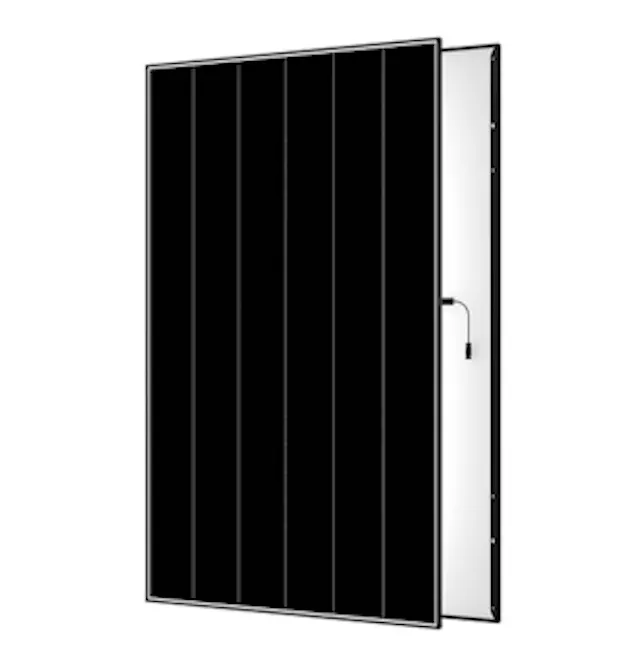 a black solar panel's front and back sides against a white background