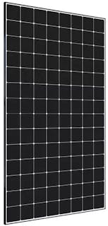 the front of a black solar panel with silver framing