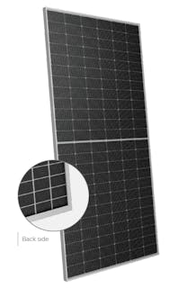 A black solar panel's front, against a white background