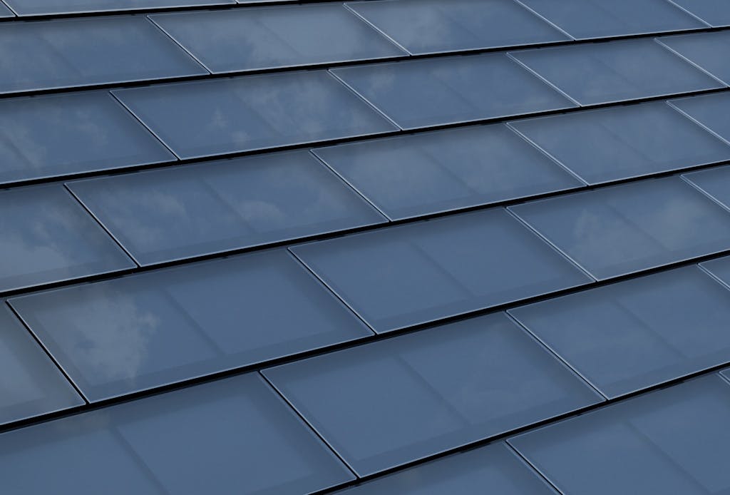 Blue-grey solar tiles