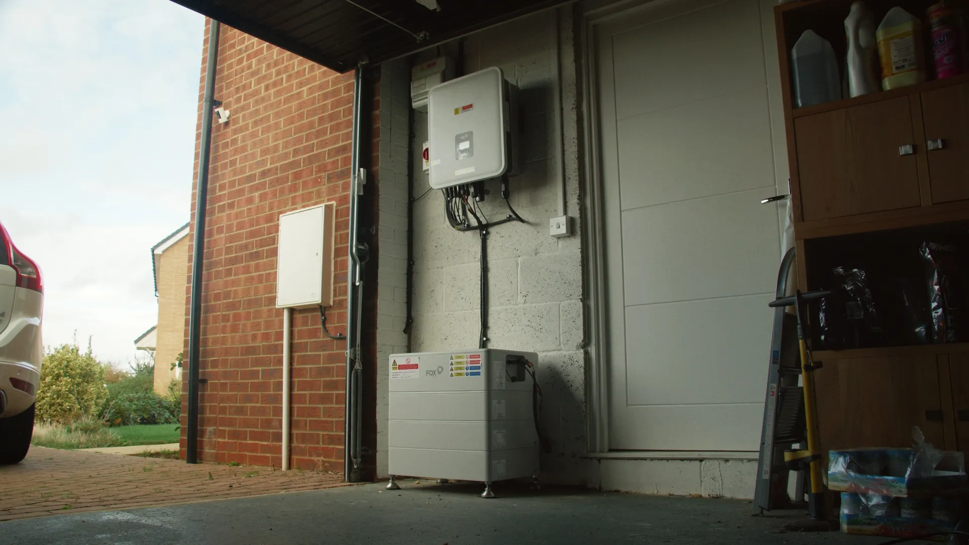 fox battery and inverter in a garage