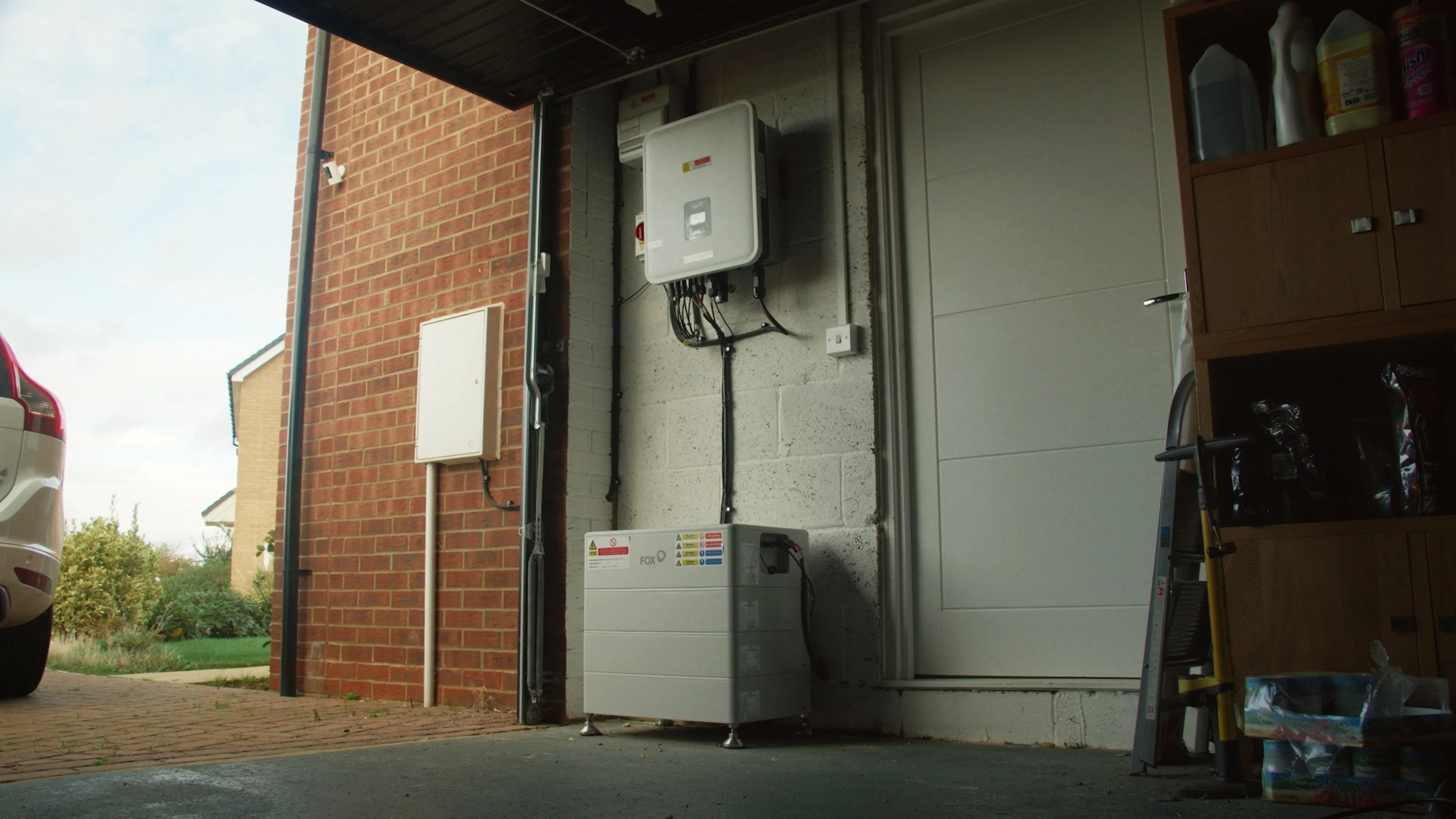 fox battery and inverter in a garage