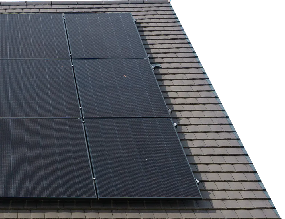 Solar panels on a roof, cropped photo