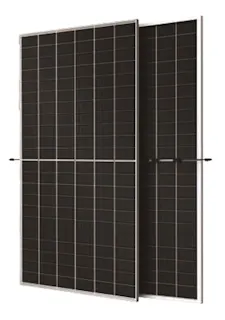 two black solar panels against a white background