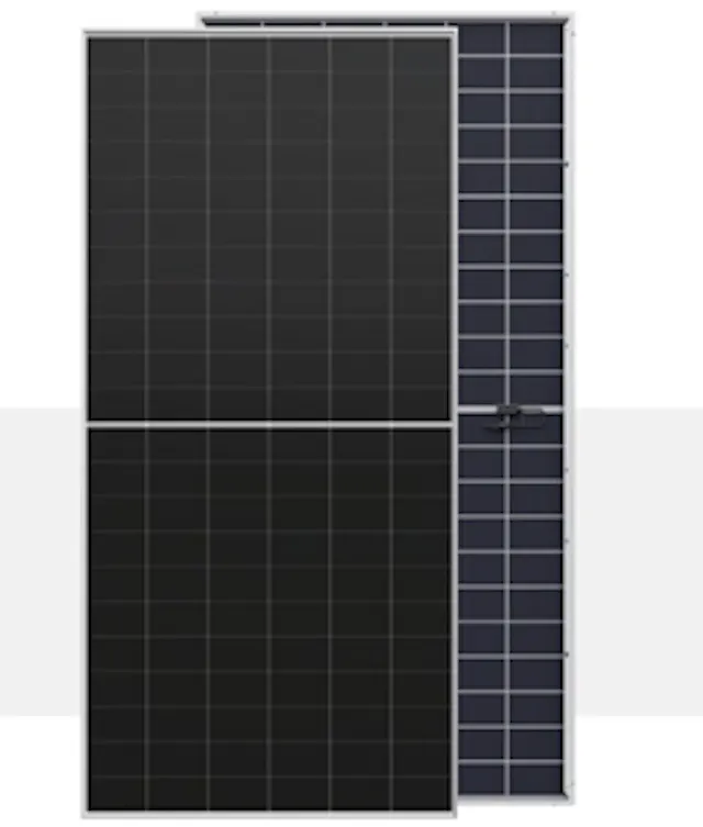 a black solar panel's front and back sides against a white background