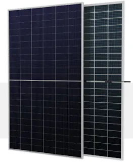 two black solar panels against a white and grey background