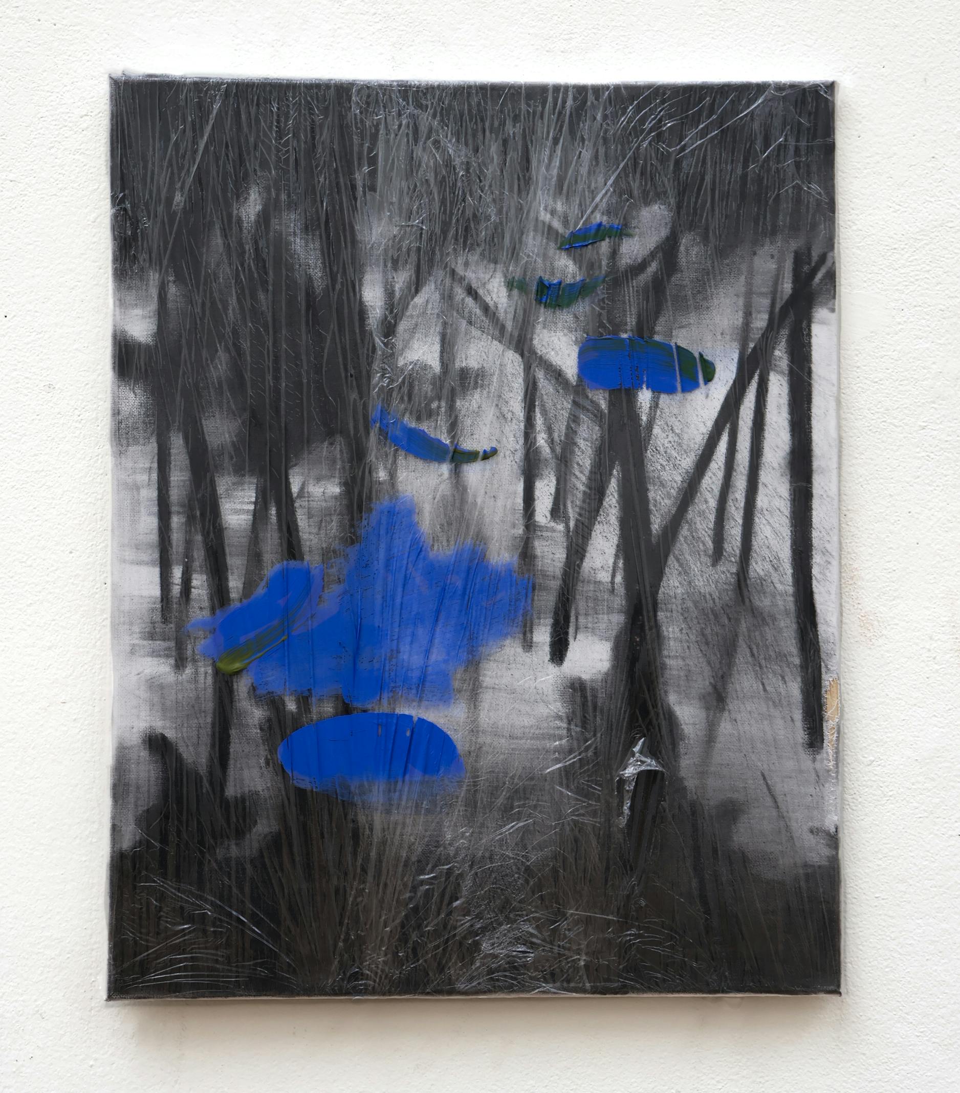 Wrapped Surface 감싸진 표면 This work begins with the simple yet unsettling gesture of wrapping the surface of a traditional painting. 이 작업은 전통 회화의 표면을 감싸는 단순하지만 불편한 행위에서 출발한다. Plastic wrap, commonly used for preservation, also evokes suffocation. 플라스틱 랩은 보존을 위한 재료지만, 동시에 숨 막힘을 유발한다. Its contradictory nature—simultaneously protective and oppressive—serves to unsettle the authority and centrality of the painting surface. 보호와 억압이라는 상반된 속성은 회화 표면의 권위와 중심을 흔드는 장치가 된다. Rather than using expensive linen or refined materials, the artist intentionally employs cheap, mass-produced canvases. 작가는 값비싼 리넨이나 정제된 재료 대신, 싸고 대량 생산된 캔버스를 의도적으로 선택한다. By working with unstable and imperfect materials, the piece questions the inherited hierarchies of value in art-making. 불완전하고 흔들리는 재료들을 중심에 놓음으로써, 이 작업은 예술에서 ‘가치’의 위계에 질문을 던진다. Plastic wrap is transparent, yet it never fully reveals. 플라스틱 랩은 투명하지만, 내용을 온전히 드러내지 않는다. It is thin, but generates tension. 얇지만, 긴장감을 형성한다. Low in cost, yet loaded with meaning, it poses a fundamental question: 값은 싸지만 의미는 가볍지 않다. “Where does the value come from?” This material resists the notion of completion. 이 재료는 ‘완성’이라는 개념에 저항한다. It creates a surface in constant flux—always shifting, always unresolved. 그 결과 표면은 끊임없이 변화하고, 끝나지 않는 상태로 남는다. Here, painting becomes not a static image, but a charged site where gaze, memory, politics, and emotion converge. 여기서 회화는 더 이상 고정된 이미지가 아니라, 시선과 기억, 정치성과 감정이 교차하는 역동적인 장소가 된다.