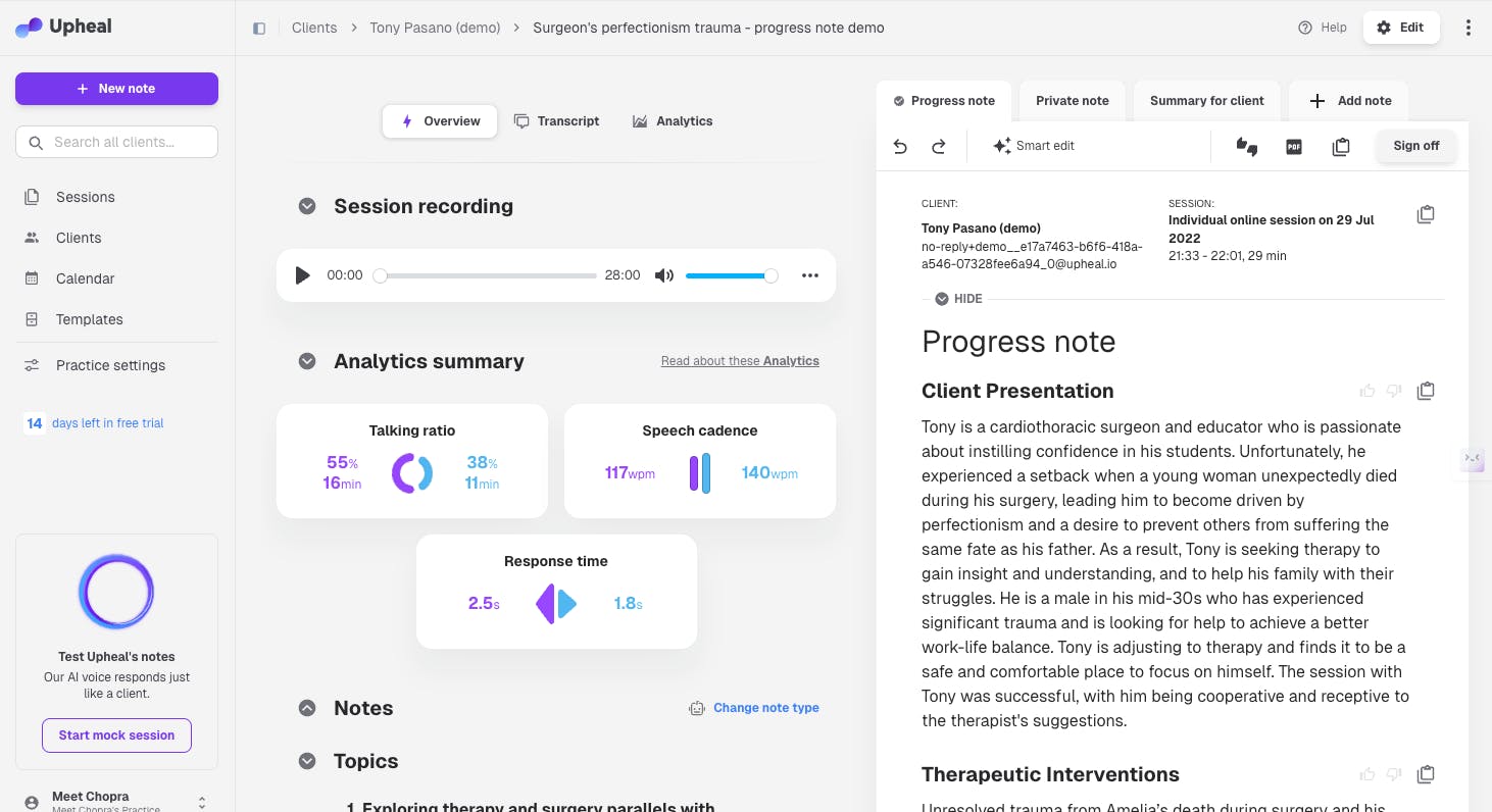 Upheal Dashboard