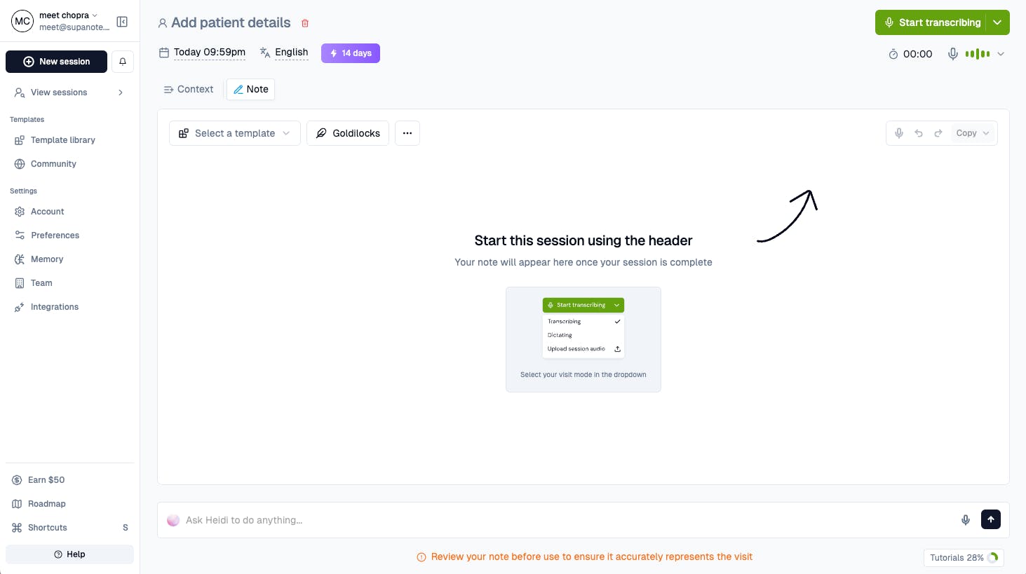 Heidi Health Dashboard