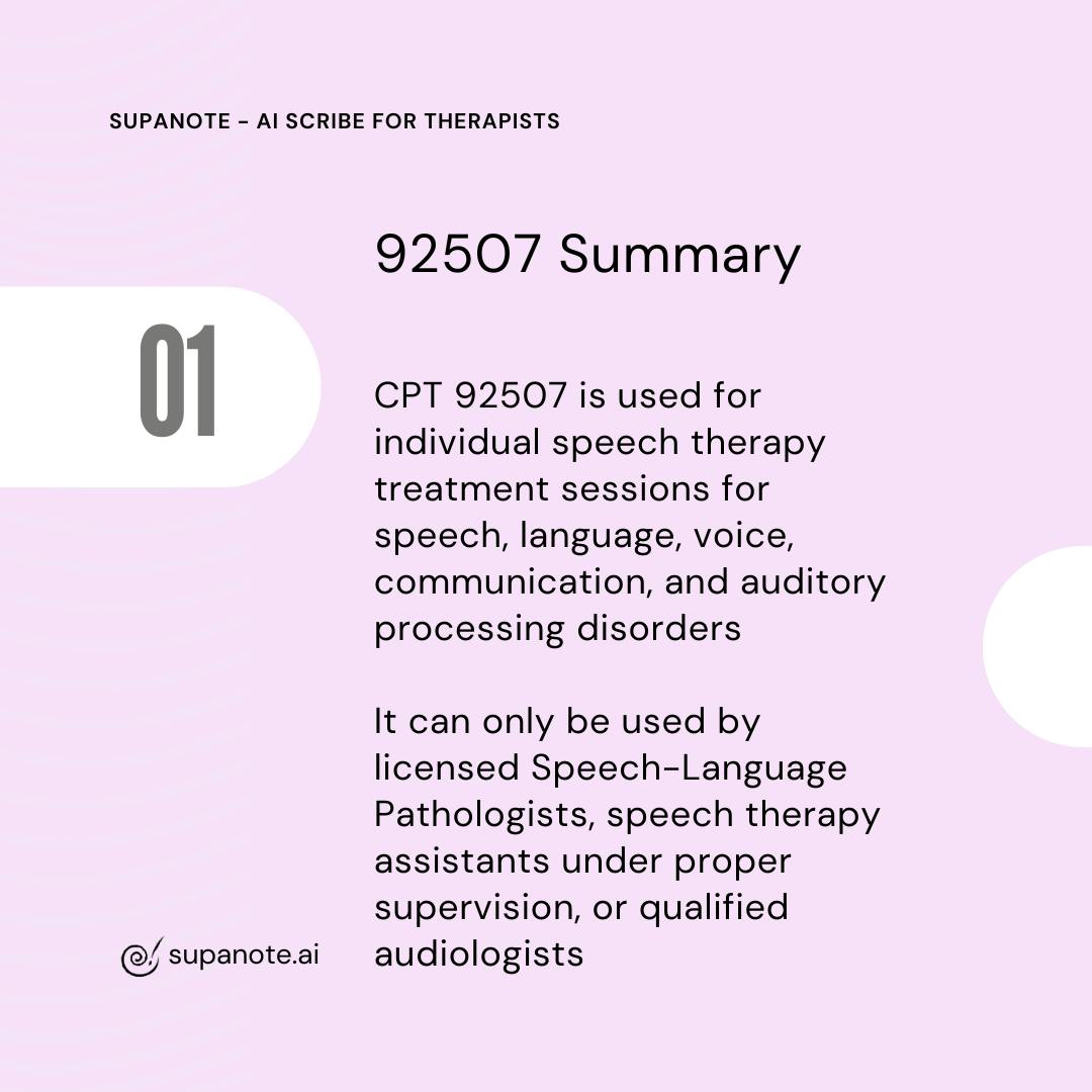What is 92507 CPT Code?