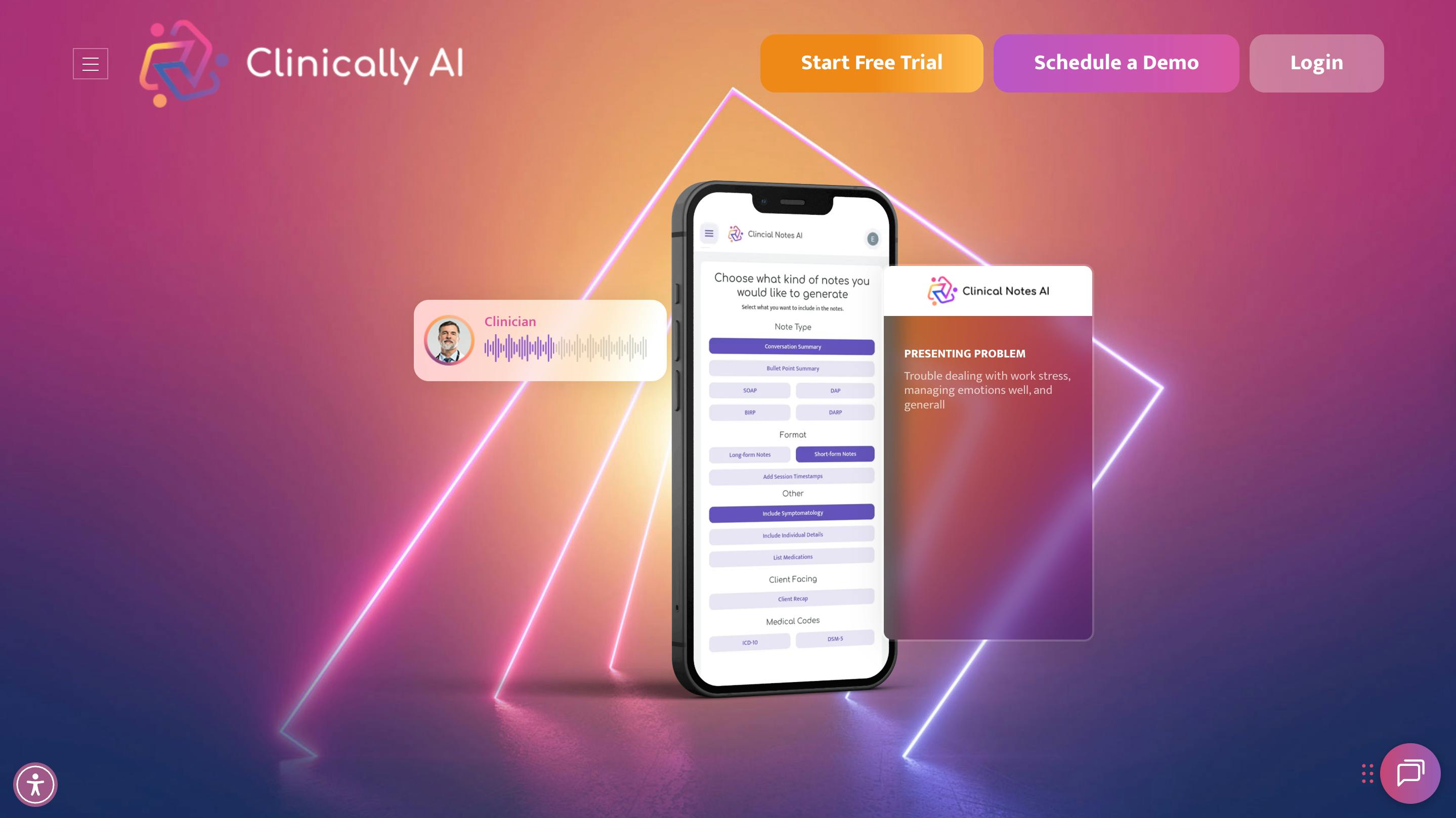 Clinically AI Homepage
