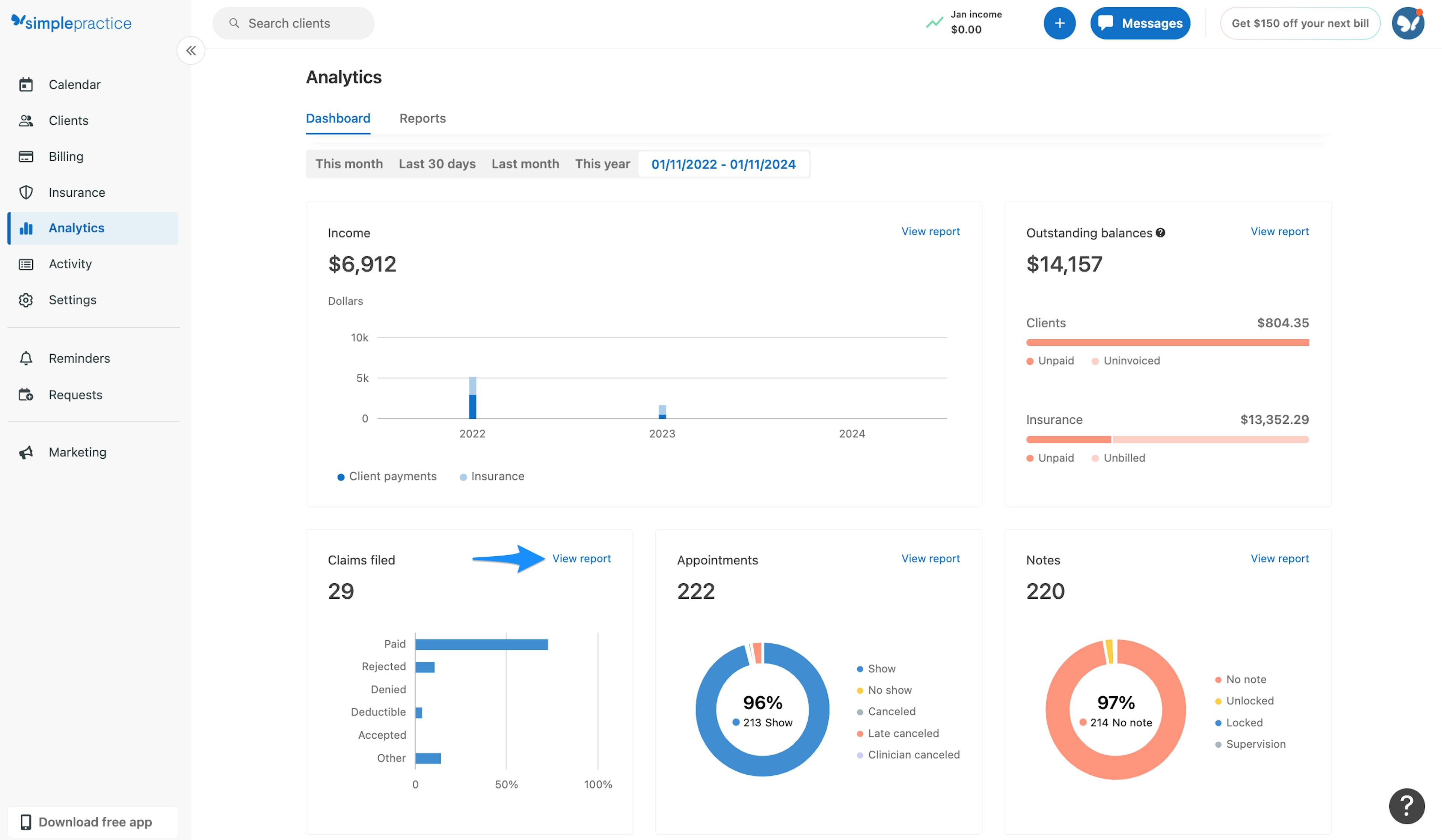 Simple Practice Dashboard