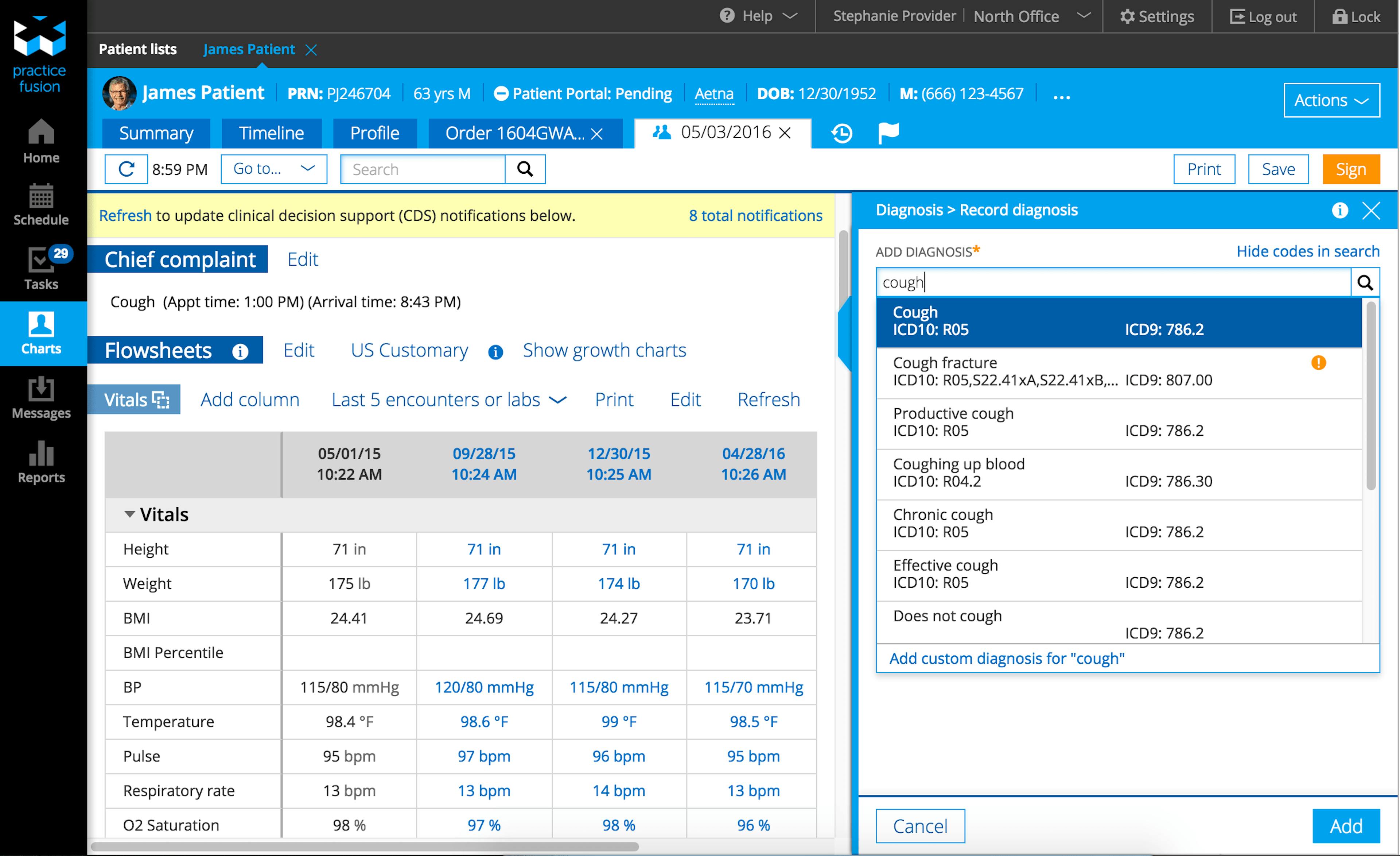 Practice Fusion dashboard