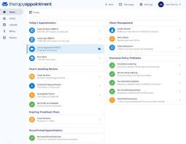 therapy appointment dashboard