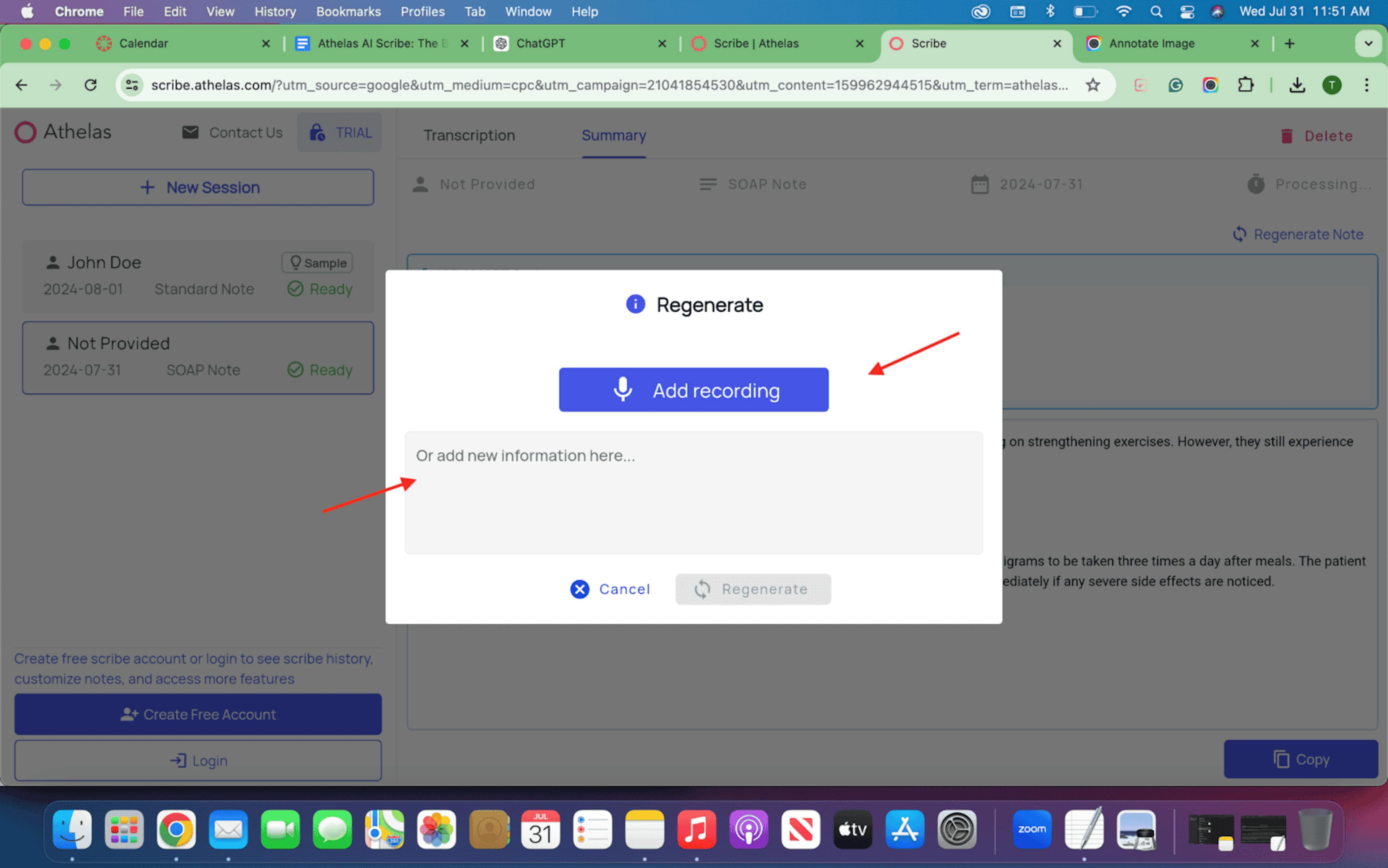 Athelas Scribe Dashboard